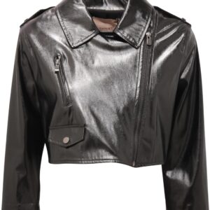 Giubbino Donna Eco Pelle TWIN-SET Crop Casual Nero-0