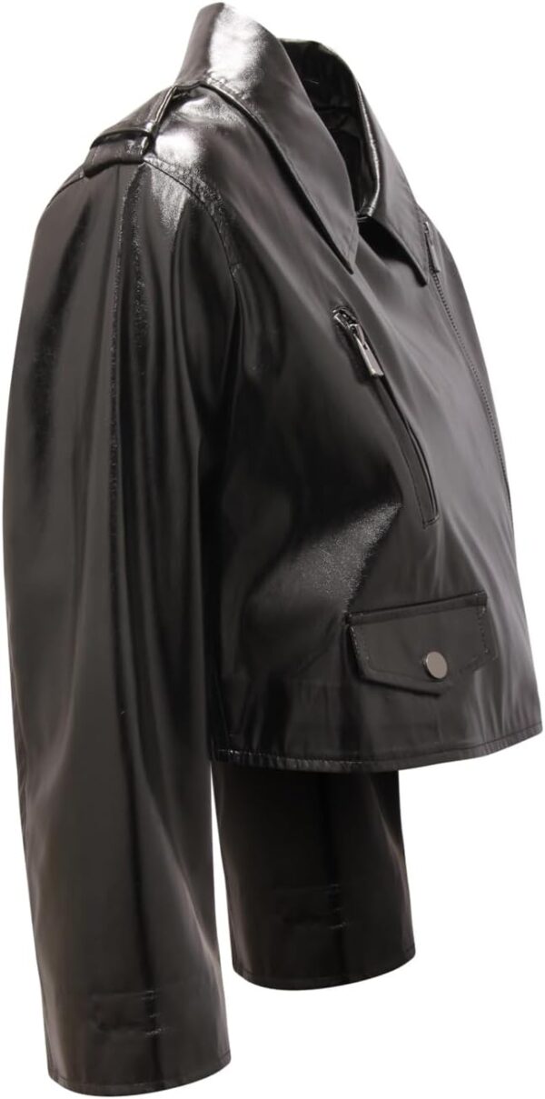 Giubbino Donna Eco Pelle TWIN-SET Crop Casual Nero-2