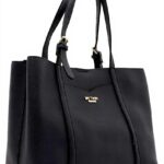 Borsa a mano Twinset Shopping blu fiori gialli impermeabile