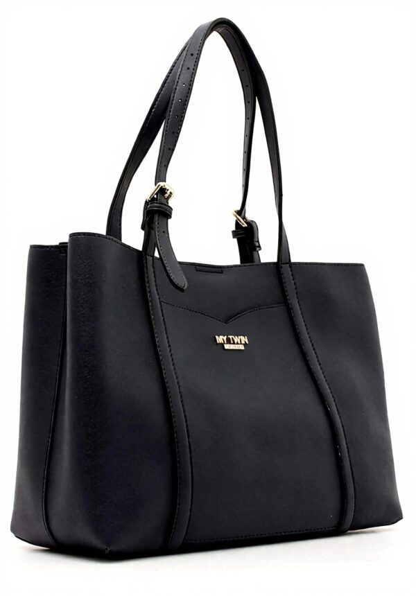 Borsa a mano Twinset Shopping blu fiori gialli impermeabile