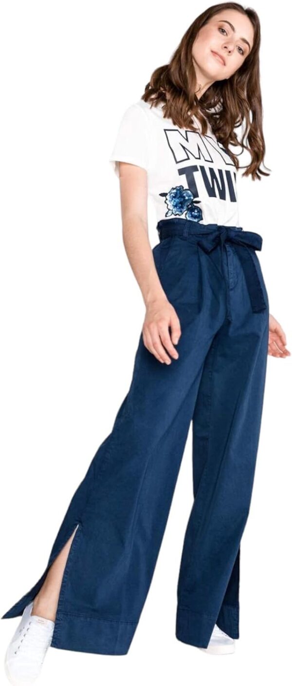 Pantalone Largo a Zampa Donna My Twin Twinset Vita Alta-4