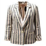 Giacca Donna Lino TWIN-SET 7412AE Beige Nero Blouson