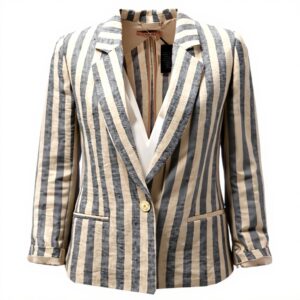 Giacca Donna Lino TWIN-SET 7412AE Beige Nero Blouson