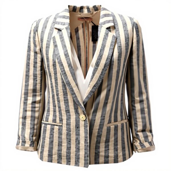 Giacca Donna Lino TWIN-SET 7412AE Beige Nero Blouson