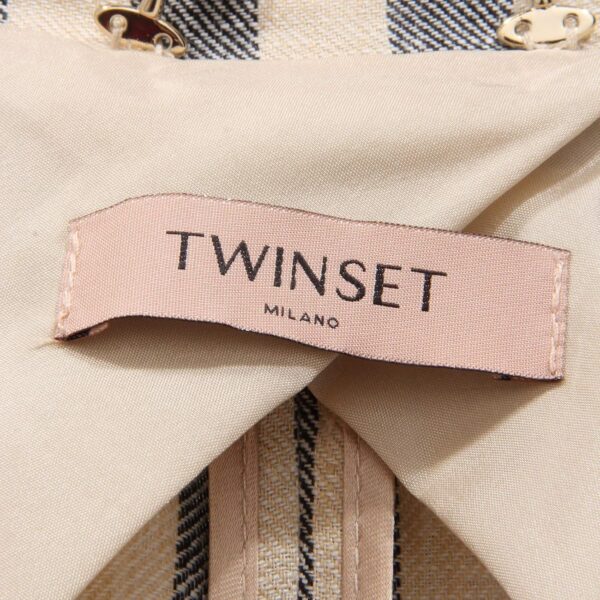 Giacca Donna Lino TWIN-SET 7412AE Beige Nero Blouson-3