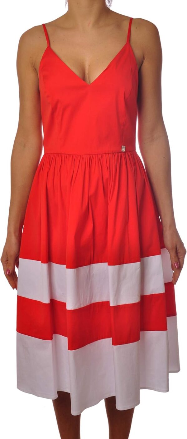 Abito Twin-Set Scollato Laccini Fondo Svasato Rosso Donna-1