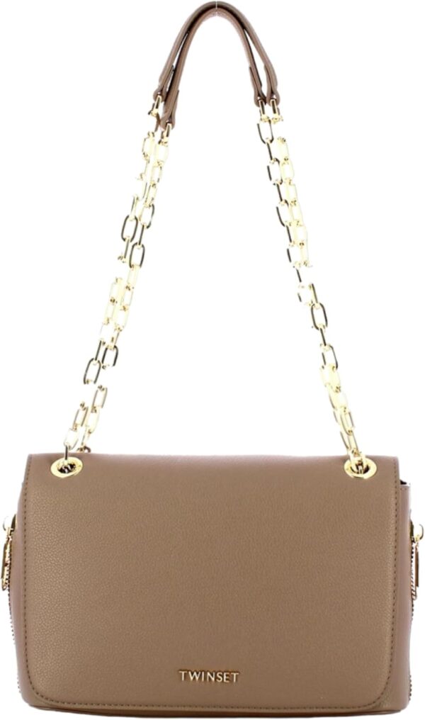 Borsa a spalla Twinset Milano zip laterale tortora donna-0