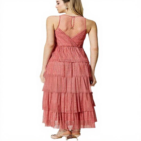 Twinset Abito Lungo Donna Poliestere Rosa Dark Rose