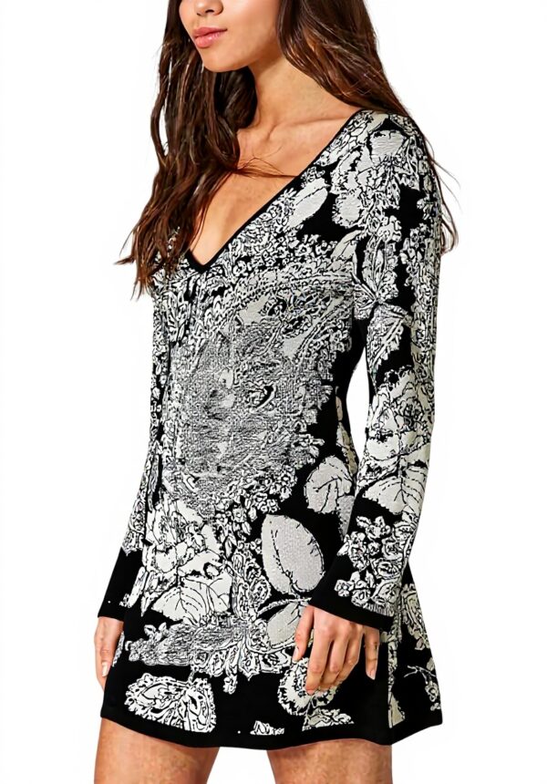 Twinset Vestito Corto Maglia Jacquard Donna Multicolore