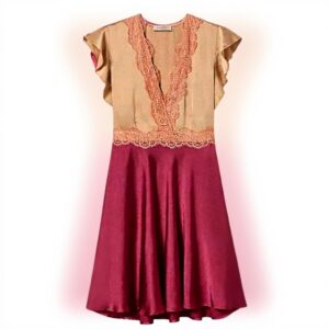 Vestito elegante donna TWINSET bicolore pizzo maniche volant