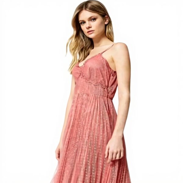 Vestito Lungo Plissettato TWINSET Tulle Rosa Corallo Donna