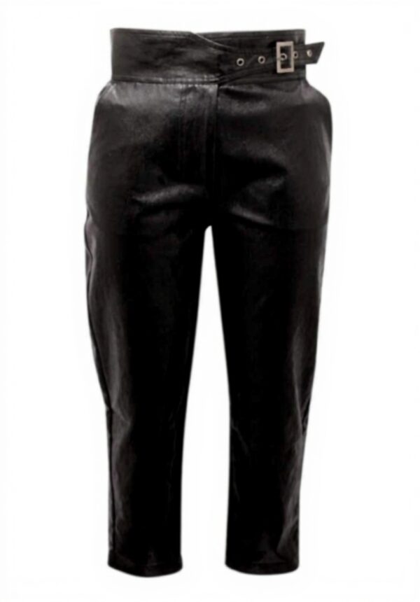 TWIN-SET 9037AQ Veg-Leather Trousers Donna Black
