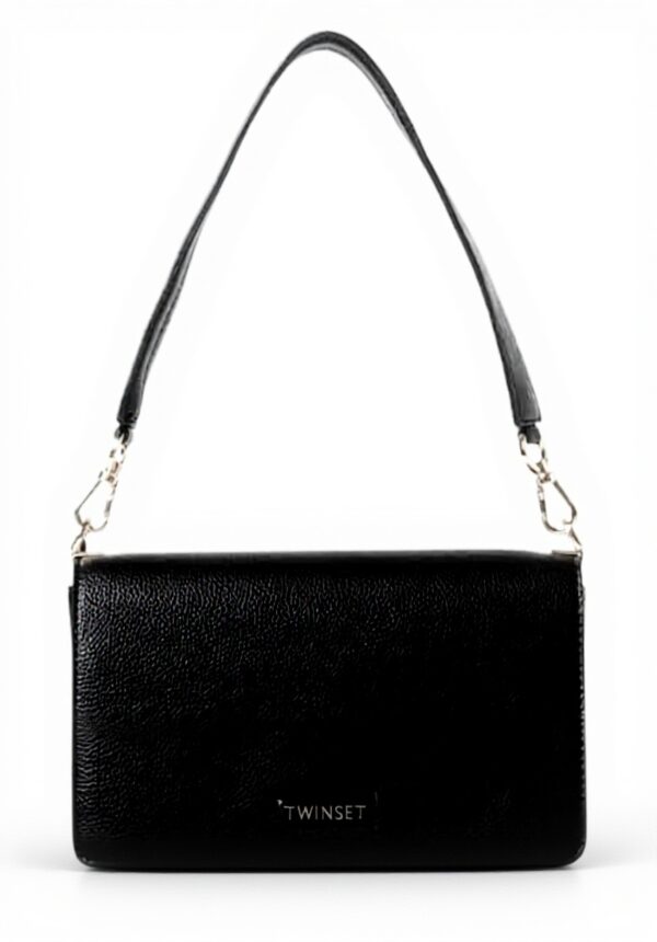 TWIN-SET borsa a tracolla nera con patta donna moda