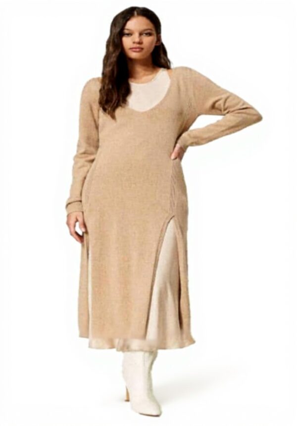 Twinset Abito Donna Casual Manica Lunga Maxi Iced Coffee