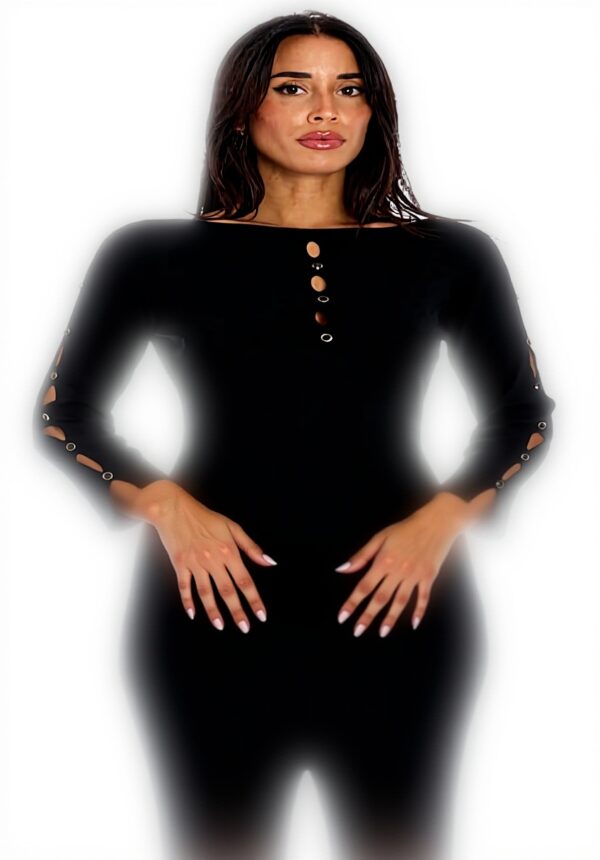 Twinset Abito Maglia Aperture Nero Donna Casual