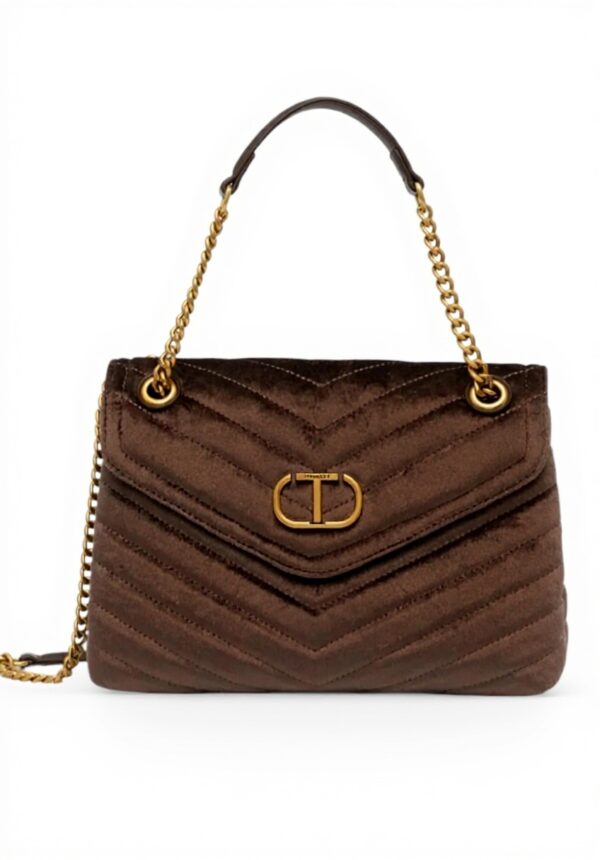 Twinset borsa tracolla velluto marrone donna moda