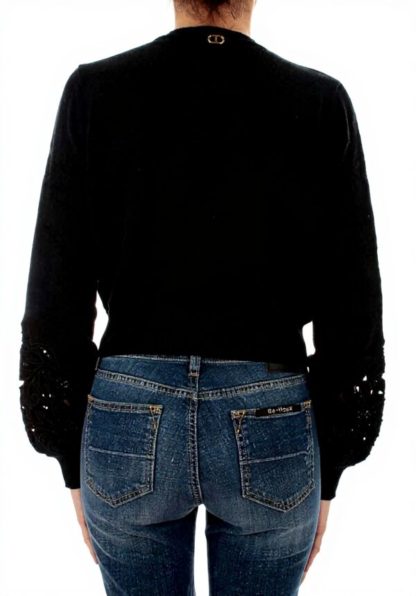 Twinset Cardigan Donna Nero Maglione Lana Lunga