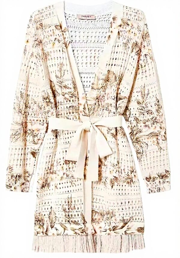 TWINSET Kimono Elegante Donna Floreale Beige Traforato XL