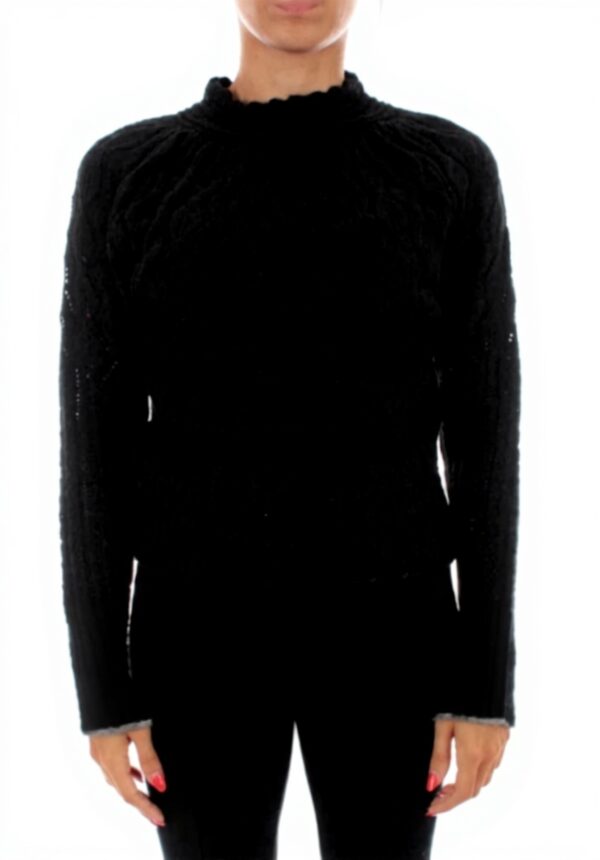 Twinset maglia traforata donna nero maglia manica lunga