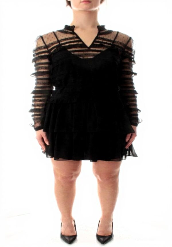 Twinset Vestito Sera Tulle Plumetis Pizzo Nero 42