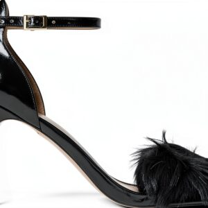 Twinset Sandali Tacco Alto Piume Vernice Nera Donna-0