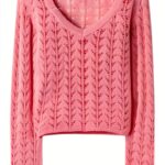 Maglione donna Twinset Milano design traforato rosa corallo-0