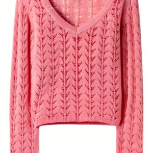Maglione donna Twinset Milano design traforato rosa corallo-0