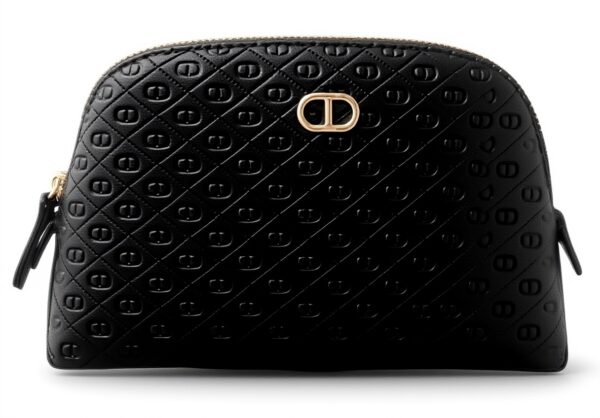 Twinset Milano Beauty Case Dome Small Grain Leather Black